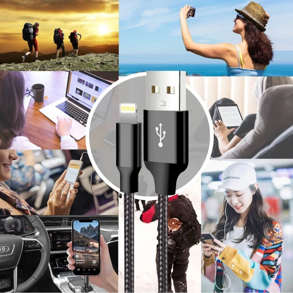 iPhone Charger, 5 Pack 3/3/6/6/10FT Apple MFi Certified USB Lightning Cable